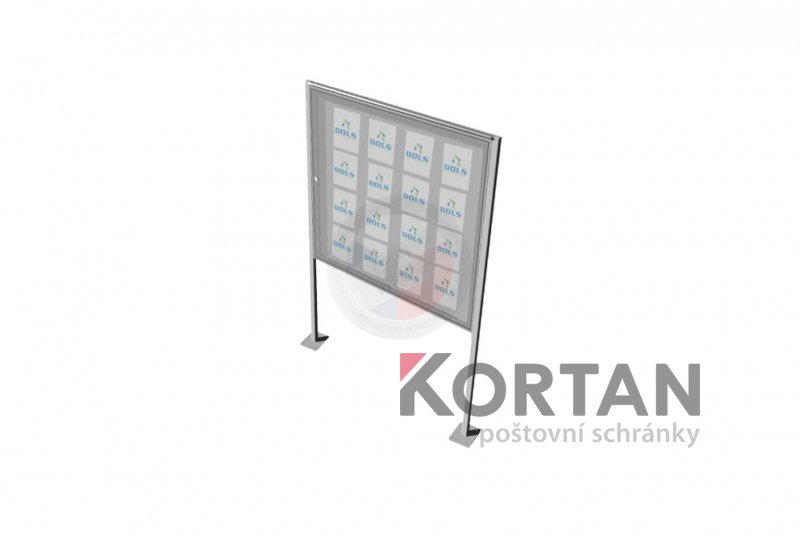 Vitrína exteriérová DOLS 1000x1250 mm + stříška a stojiny - RAL standardní | eshop.schranky-postovni.com